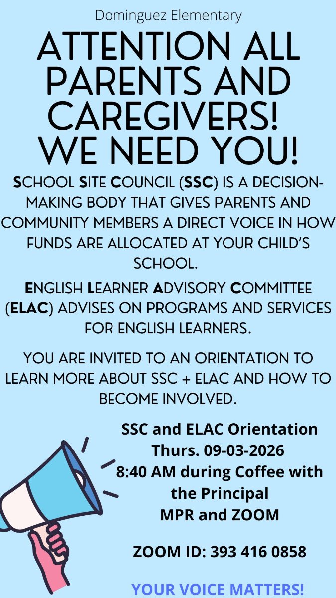 SSC and ELAC Orientation and Elections Flyer
